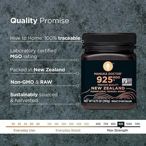 NIB MANUKA DOCTOR - MGO 925+ Manuka Honey Monofloral 100% Pure New Zealand Honey - Picture 5 of 7